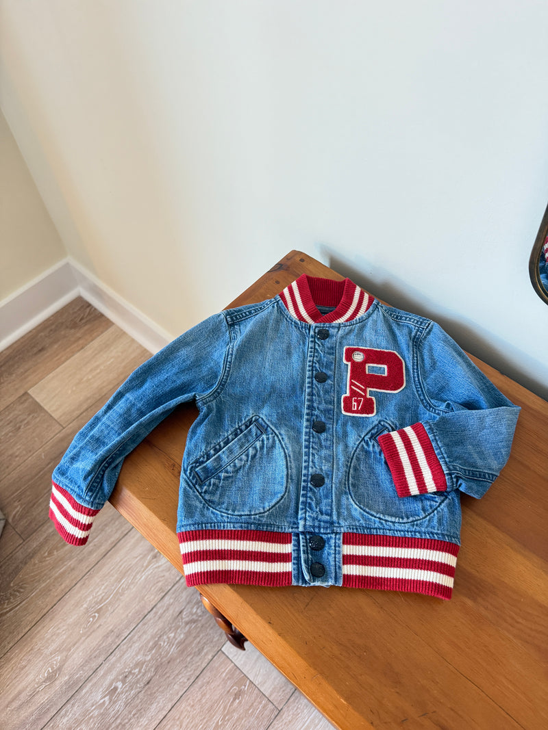 Vintage Polo Ralph Lauren Denim USA Letterman Jacket (3T)