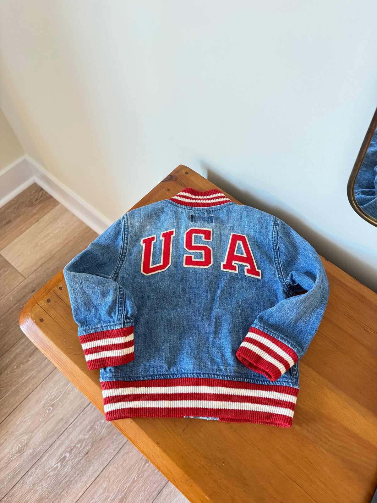 Vintage Polo Ralph Lauren Denim USA Letterman Jacket (3T)