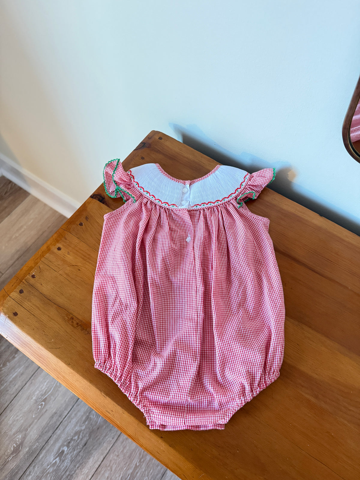 Vintage Smocked Cherry Bubble (9M)
